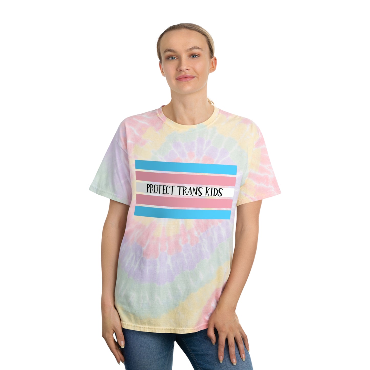 Protect Trans Kids Tie-Dye Tee, Spiral